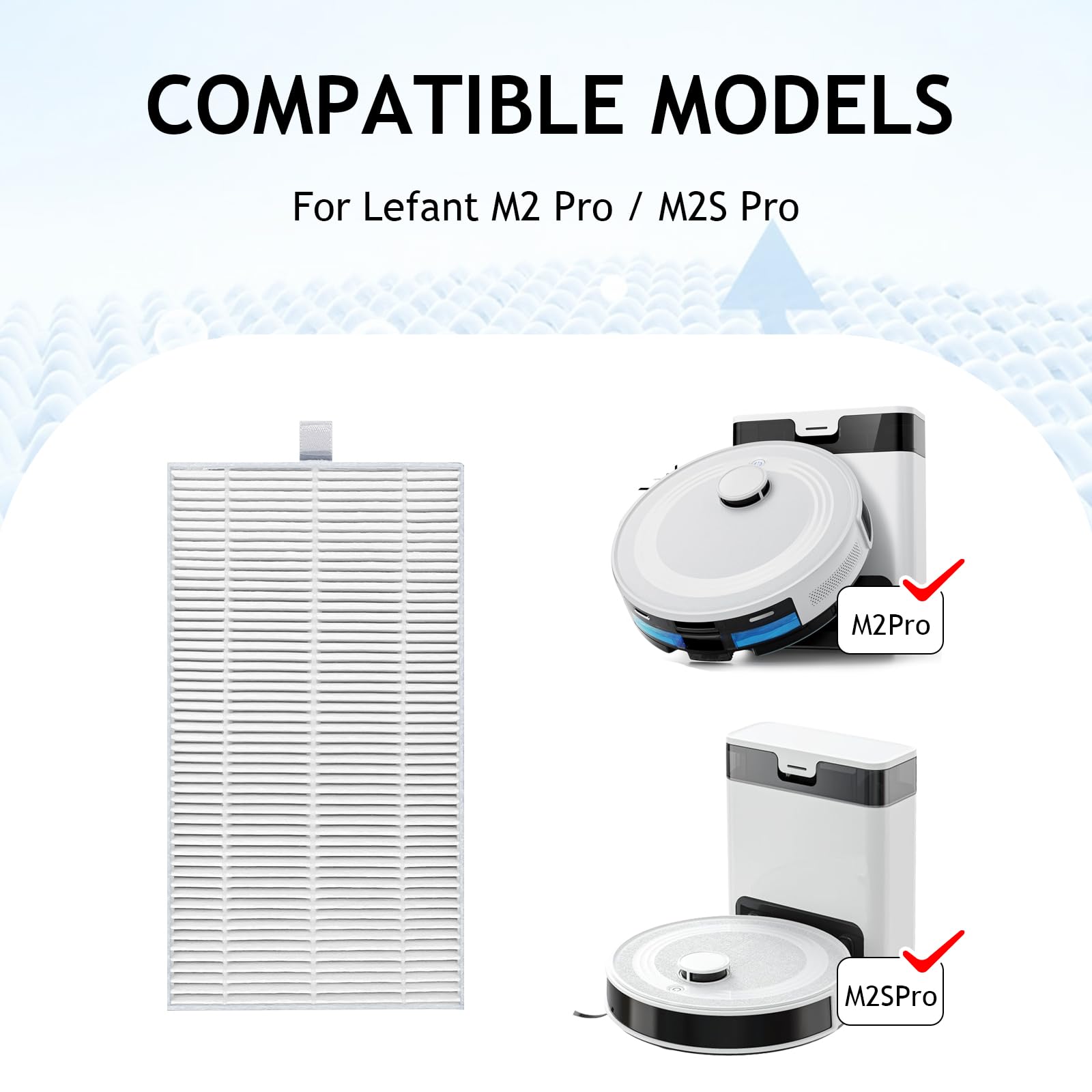 Filtro di ricambio di Stazione base per Lefant M2 Pro / M2S Pro/ M2 Plus aspirapolvere, accessori per stazione di svuotamento automatico -4 pezzi