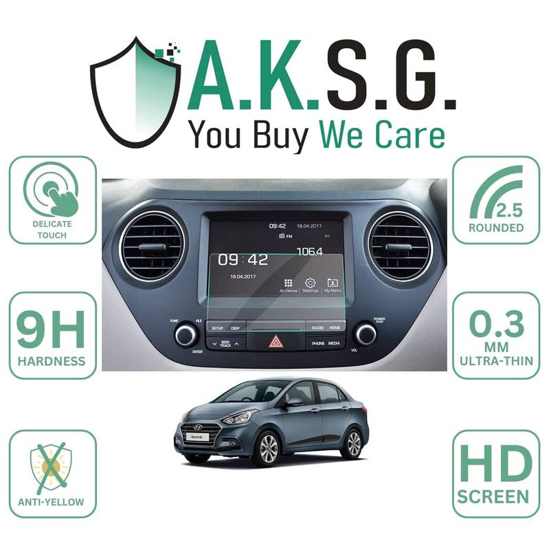 Image of A.K.S.G. Hyundai Xcent 7 Inch [2017-2020] Car Accessories Navigation or Music System Touch Screen Infotainment Screen Protector (Company Fitted) Not a Tempered Glass [Transparent]