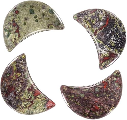 Miniatura 1 de Rockcloud Paquete de 4 cristales en forma de luna, piedras de bolsillo talladas a mano, adornadas para decoración del hogar, rubí en fucsia