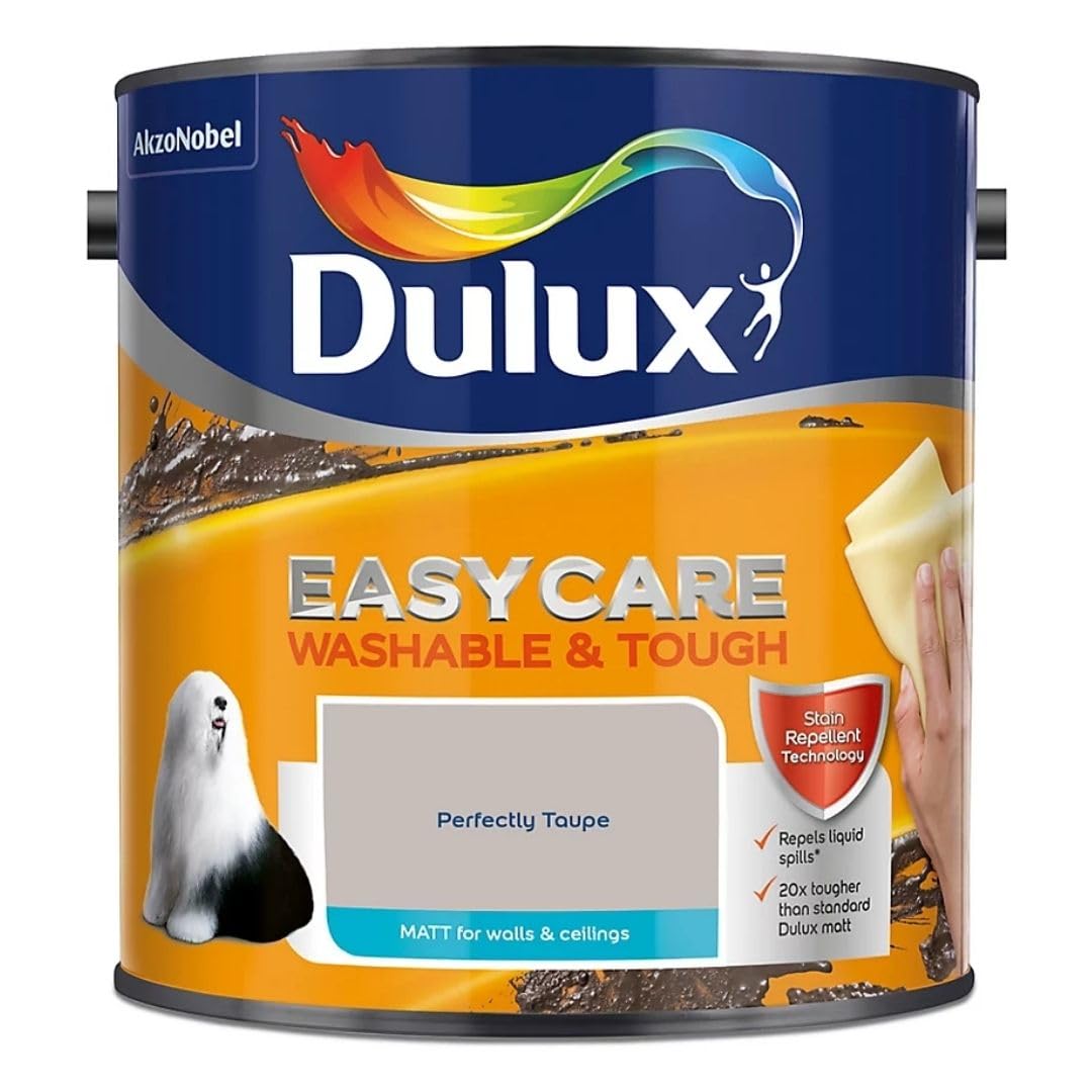 Perfect Taupe Dulux Easycare Matt Emulsion Paint 2.5L – Washable & Stain Resistant, Durable Matt Finish, Quick Dry, Low Odour Interior Wall & Ceiling Paint