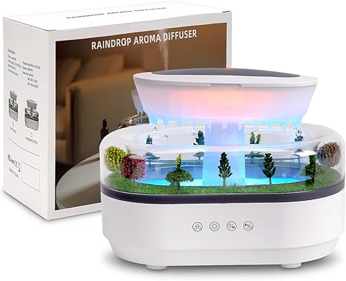 Humidificador de lluvia en forma de nube de agua, humidificador de lluvia de 7 colores con sonidos de lluvia, 8.5 fl oz, difusor de aromaterapia de