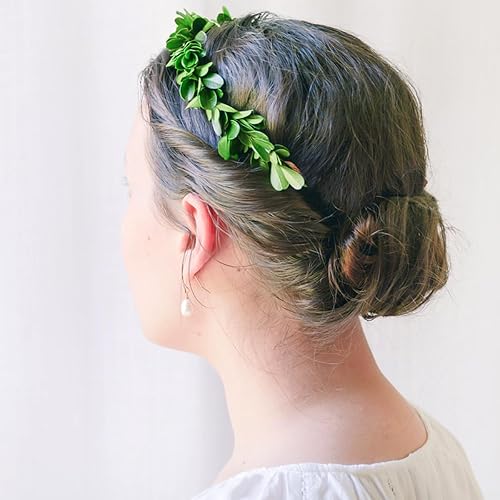 Miniatura 6 de Guirnalda de hiedra falsa de vid de boj de hojas verdes, alambre de cinta, vegetación, plantas colgantes de hojas de minas artificiales, diadema