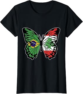 Brazil and Lebanon Mix Butterfly Brazilian Lebanese Roots T-Shirt