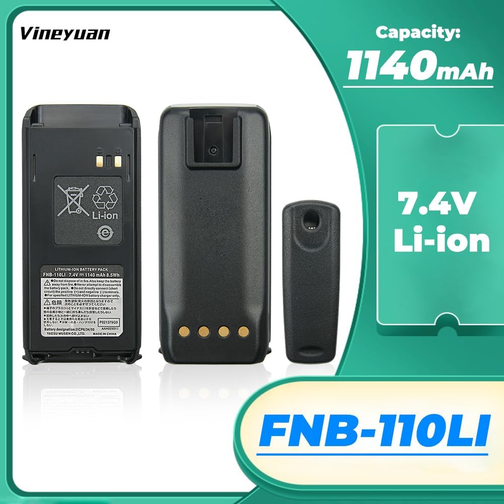 7.4V 1140mAh FNB-110LI Replacement Battery for Standard Horizon HX290 HX290S Boat Marine Radios Battery with Belt Clip