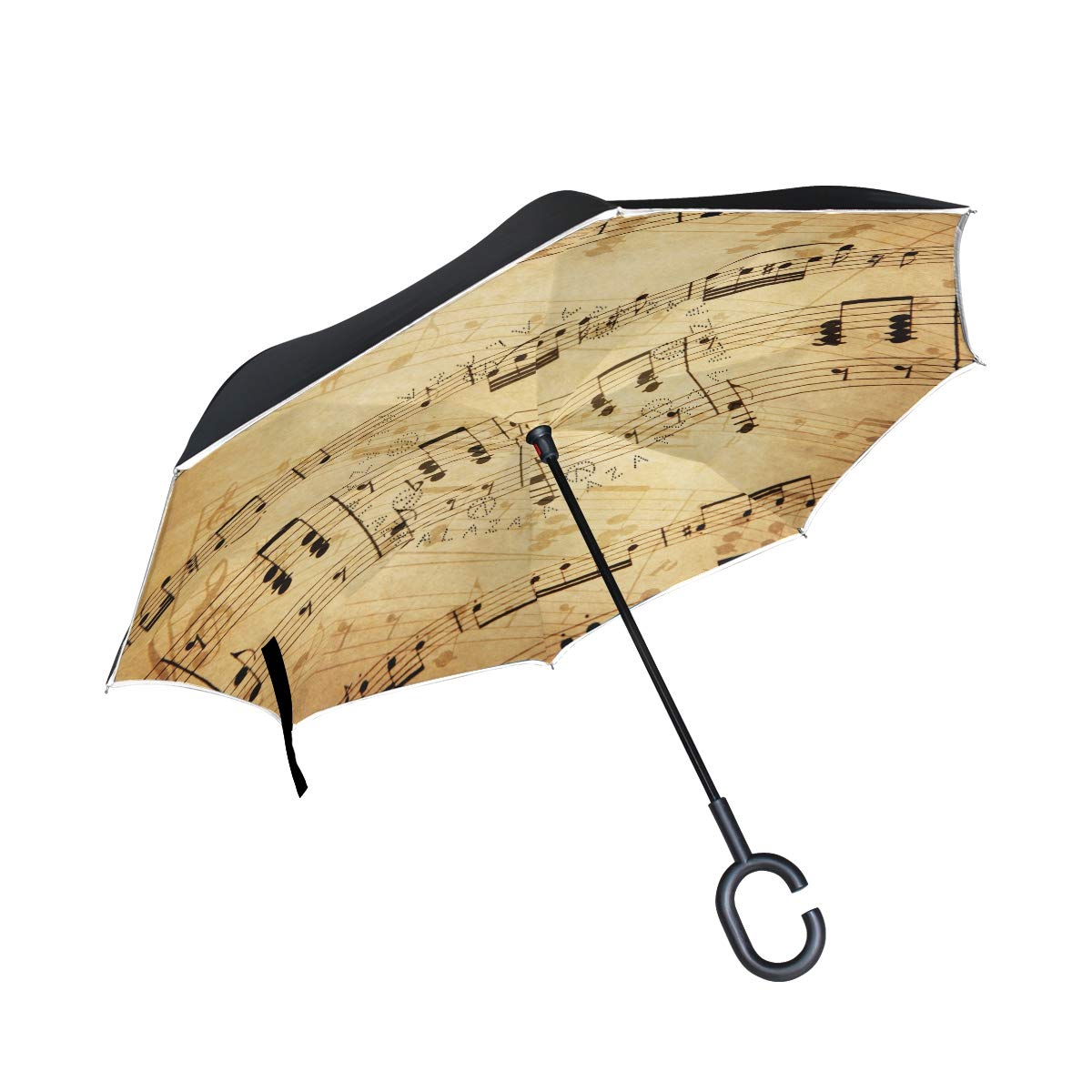 RXYY Paraguas invertido a prueba de viento de doble capa plegable con nota musical, impermeable, para protección contra la lluvia, coche, viajes al aire libre, hombres y mujeres