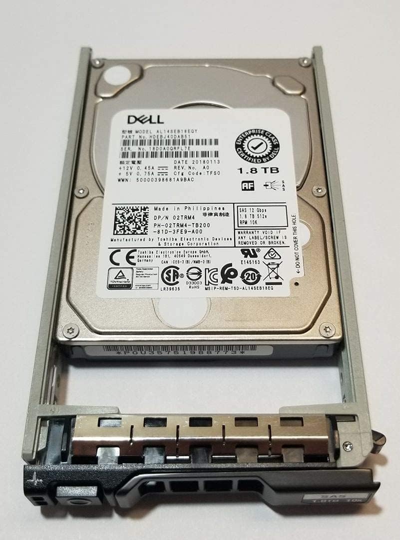 Toshiba 1.8TB HDD 10K RPM 2.5" 12Gb/s SAS Hard Disk Drive Model: AL14SEB18EQY DP/N: 2TRM4 (Renewed)