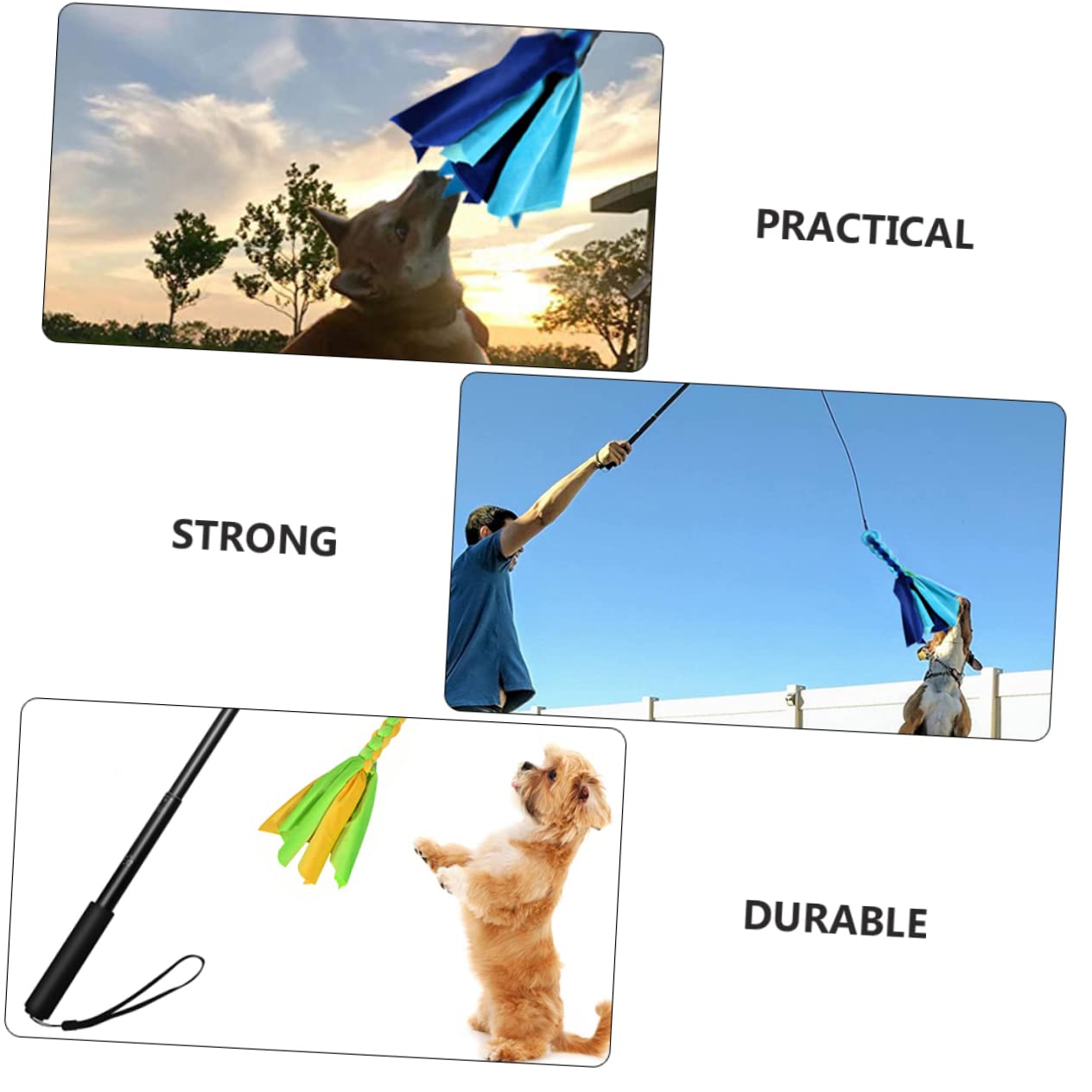 Yardwe Ausziehbare Hunde Trainingsstange für Welpen Interaktives Hundespielzeug mit 2 Stoffspielzeugen Aluminiumlegierung und Elastischer Schnur