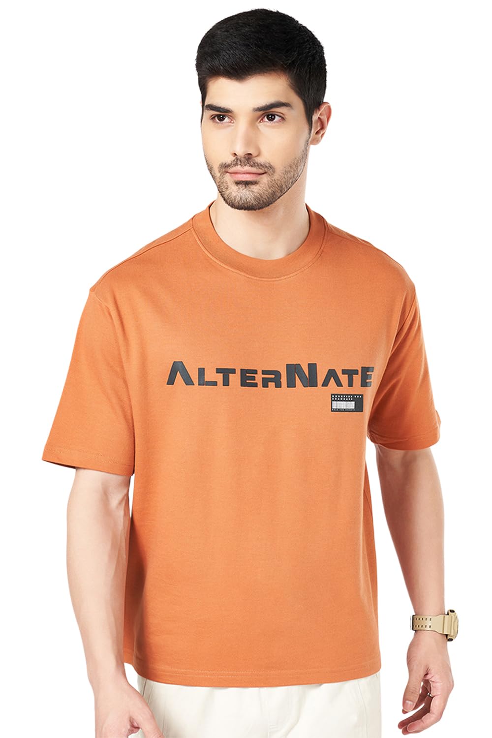 Men's Letter Print Boxy Fit T-Shirt-image-2