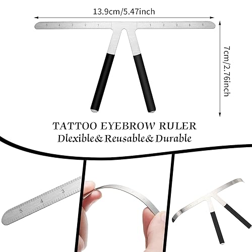 Miniatura 4 de Regla de cejas para tatuaje, regla de posicionamiento de 3 puntos, pinza de relación dorada, regla de microblading para cejas, herramienta de