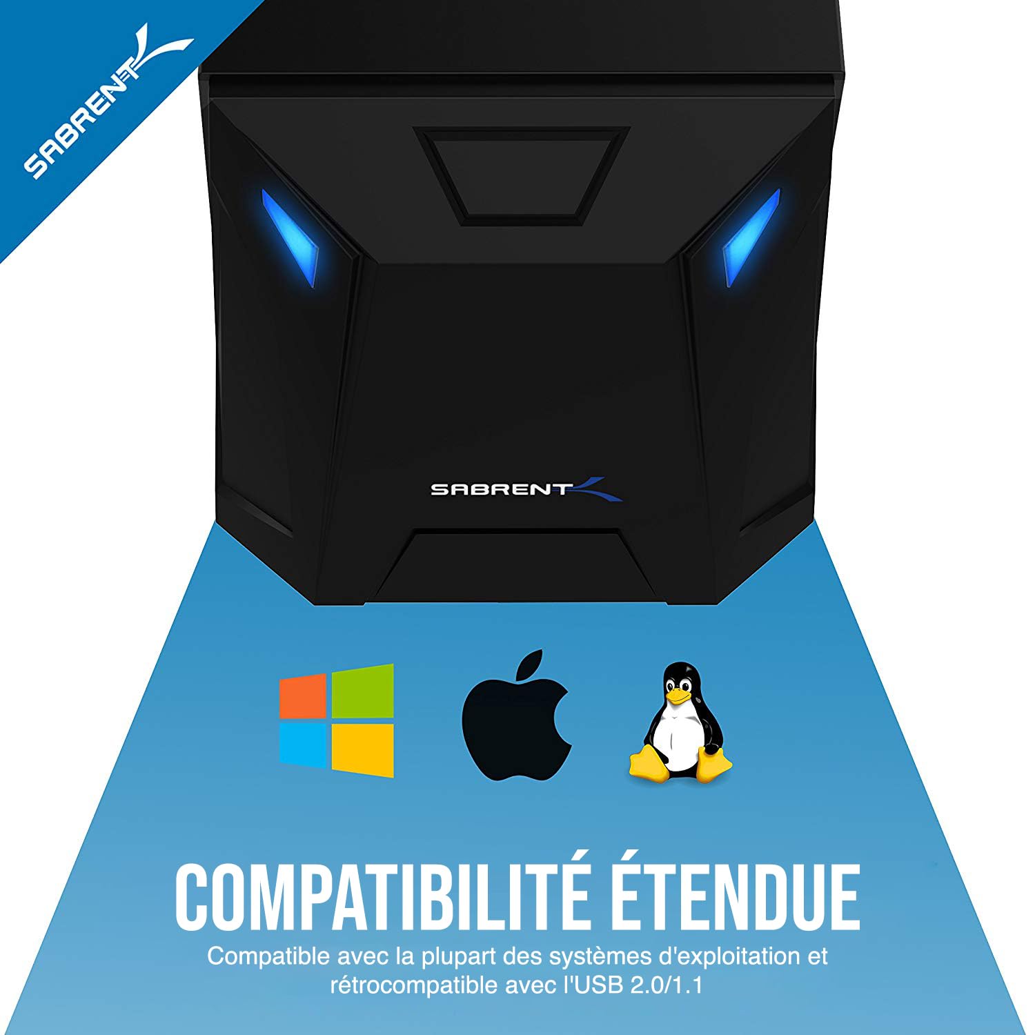 SABRENT Boitier Disque Dur 3.5, Rapide 5Gbps Boitier SSD Externe 2.5"/3.5", Adaptateur SATA USB pour SSD/HDD, Lecteur Disque Dur, sans Outils UASP, câble USB Inclus (EC-UBLB)