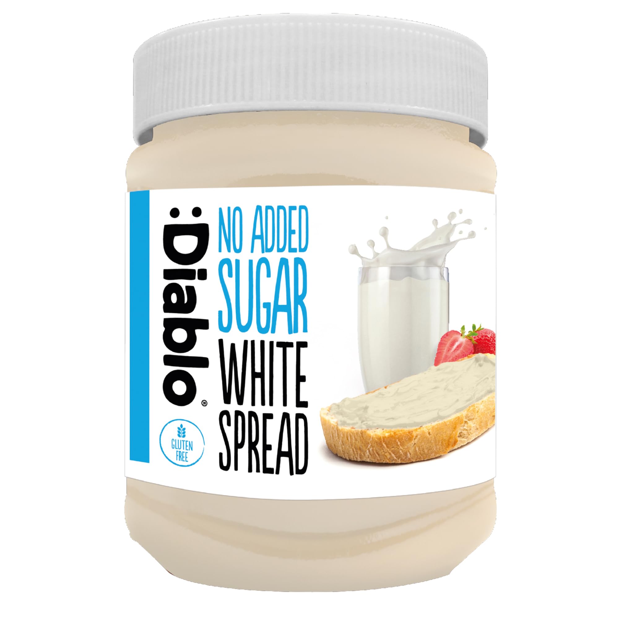 Diablo No Added Sugar White Chocolate Spread – Sweetened with Maltitol – Low Sugar Chocolate Spread for Toast, Waffles, Breakfast, Baking, Healthy Snacking - 350g 1 Pack