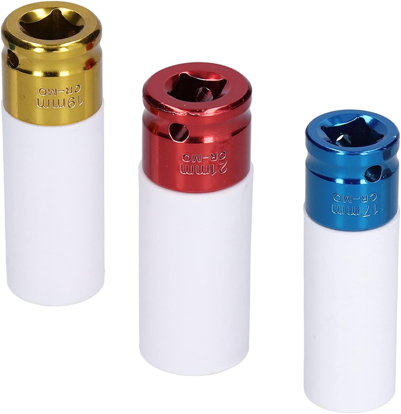 3 Pcs Pneumatic Sleeve Set, Forged from Metallic Steel, Impact, Color Protective Covers, for Car Motorcycle Mechanical Repair, with Storage Box