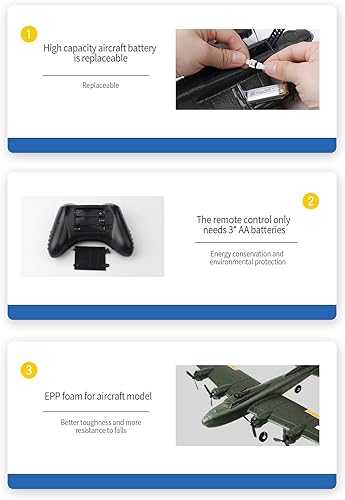 Miniatura 8 de GoolRC B-17 - Avión RC de 2 canales avión de control remoto de 24 GHz planeador de espuma EPP listo para volar juguetes de vuelo de aeronaves RC de