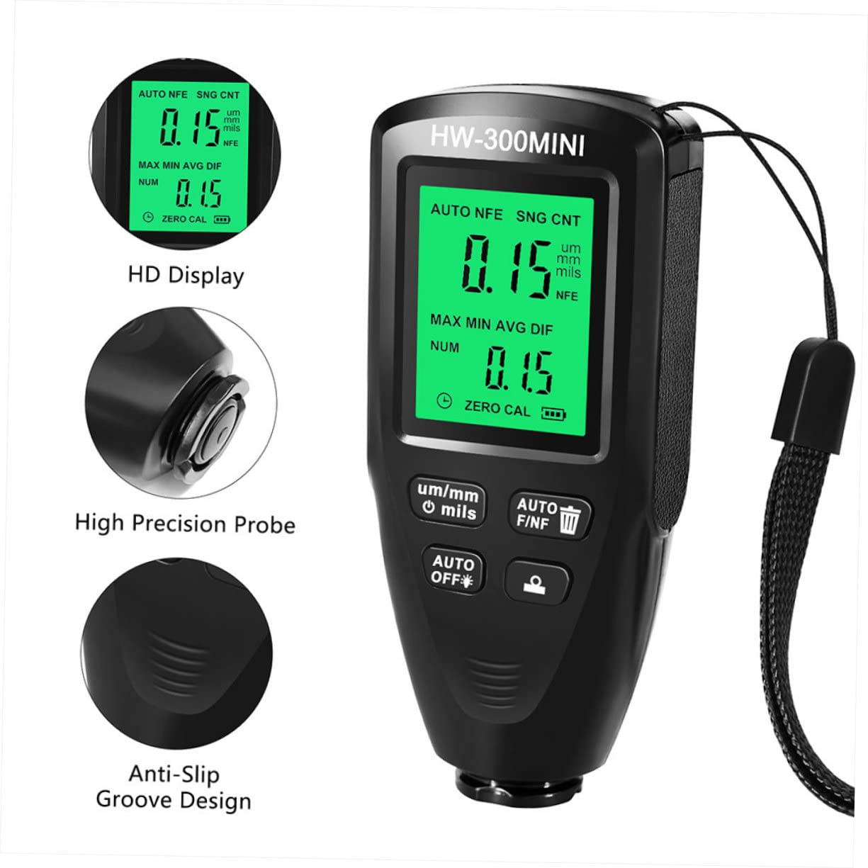 GLEAVI 3piezas Medidor Digital De Espesor De Pintura Para Automóviles Gauge De Revestimiento No Destructivo Práctico Para Inspección Talleres y Laboratorios Compacto y Ligero
