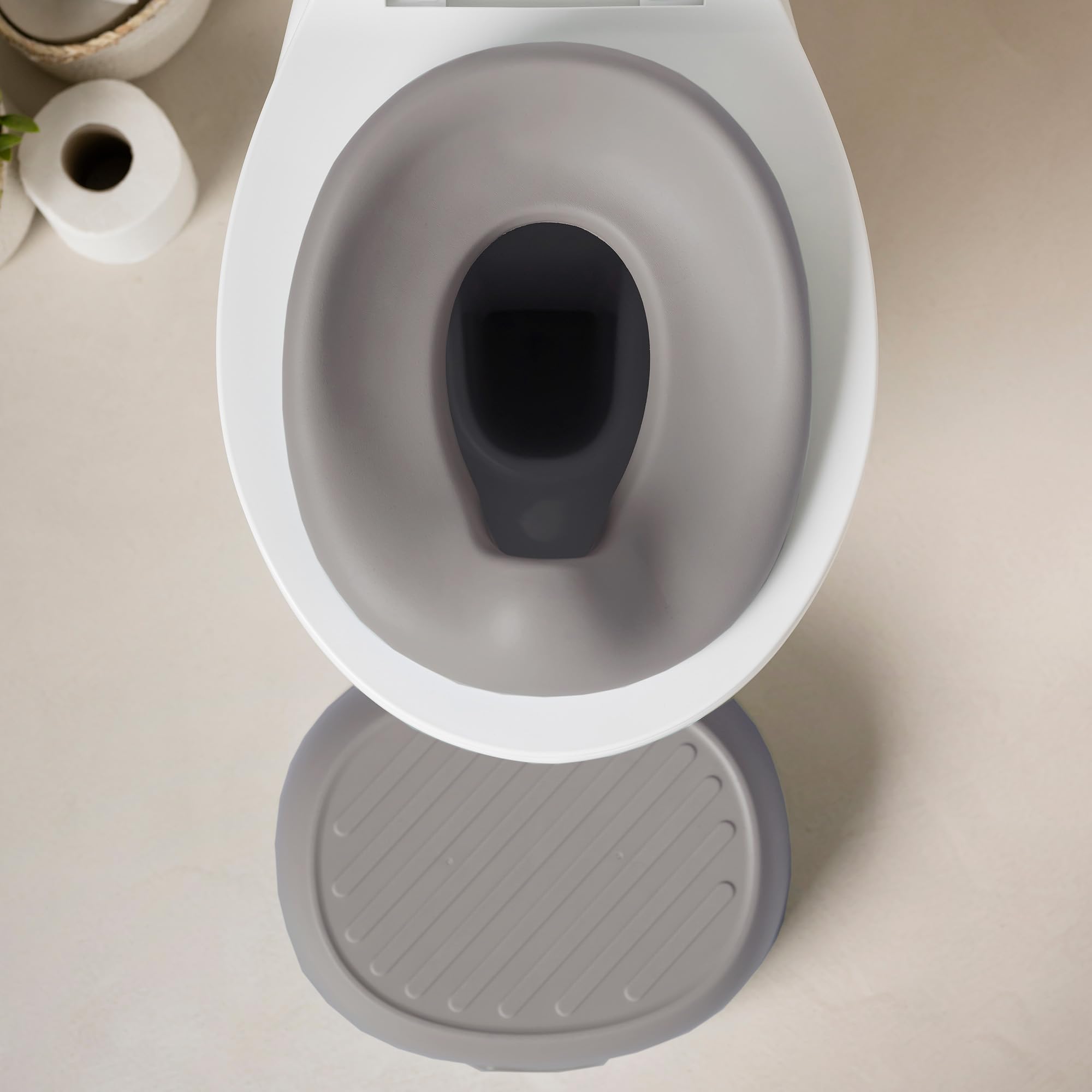 Nattou Babytopf 3in1, Töpfchen + Hocker + Toilettensitz für Kinder, Einfaches Toilettentraining, Ca. 34 cm, Ab ca. 18 Monate bis ca. 4 Jahre, Care, ABS/EVA, Taupe