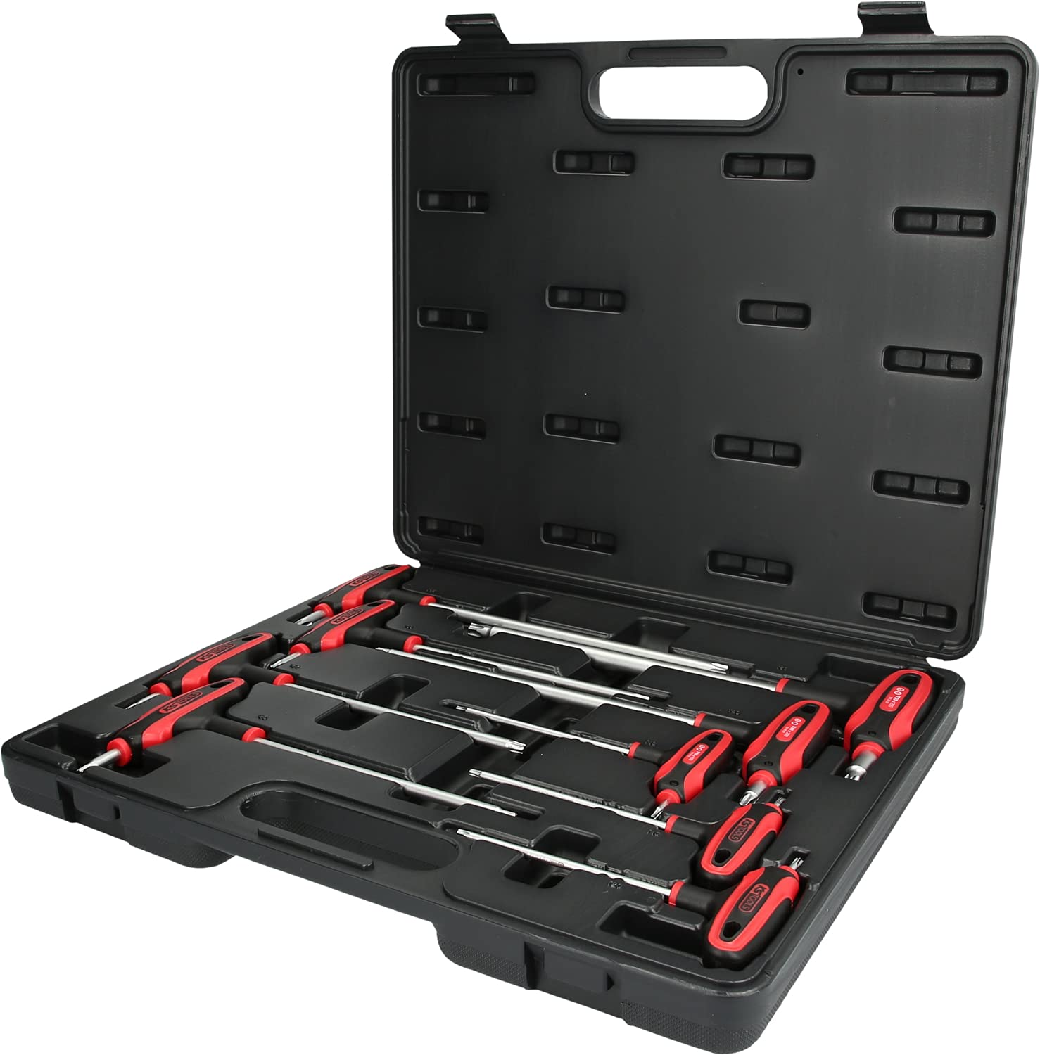 KS Tools 151.8160 Juego de llaves acodadas Torx con mango en T y orificio, 9 pzsTB10-TB50
