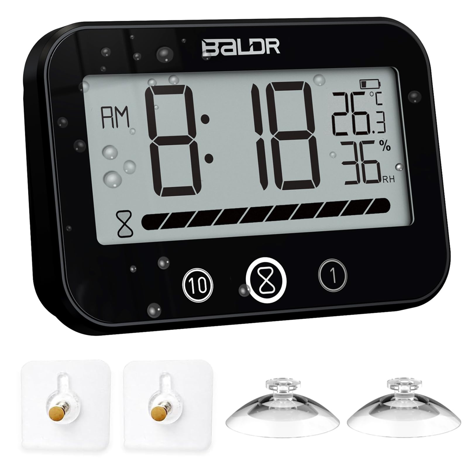 Waterproof Bathroom Timer Shower Wall Clock with Temperature Humidity