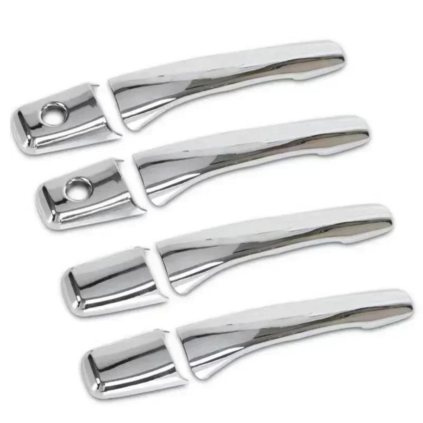 PIWINE Handle Sticker Car Door Handle Cover for Mitsubishi for Outlander for Lancer for Mirage for Evolution 2003-2006 Styling Stickers(Silver 2 Keyholes)