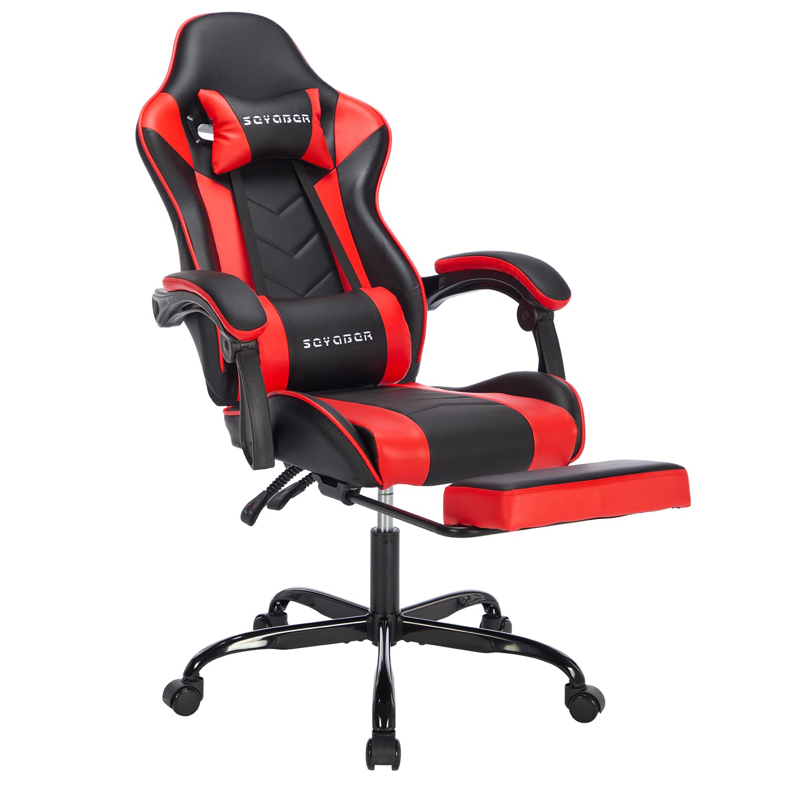 Gamer Chair Pu Leather Computer Desk Chair, Ergonomic Gaming Chair with Footrest and Massage Video Game Chairs, Adjustable High Back Office Chair Swivel Gaming Recliner for Adults image 6