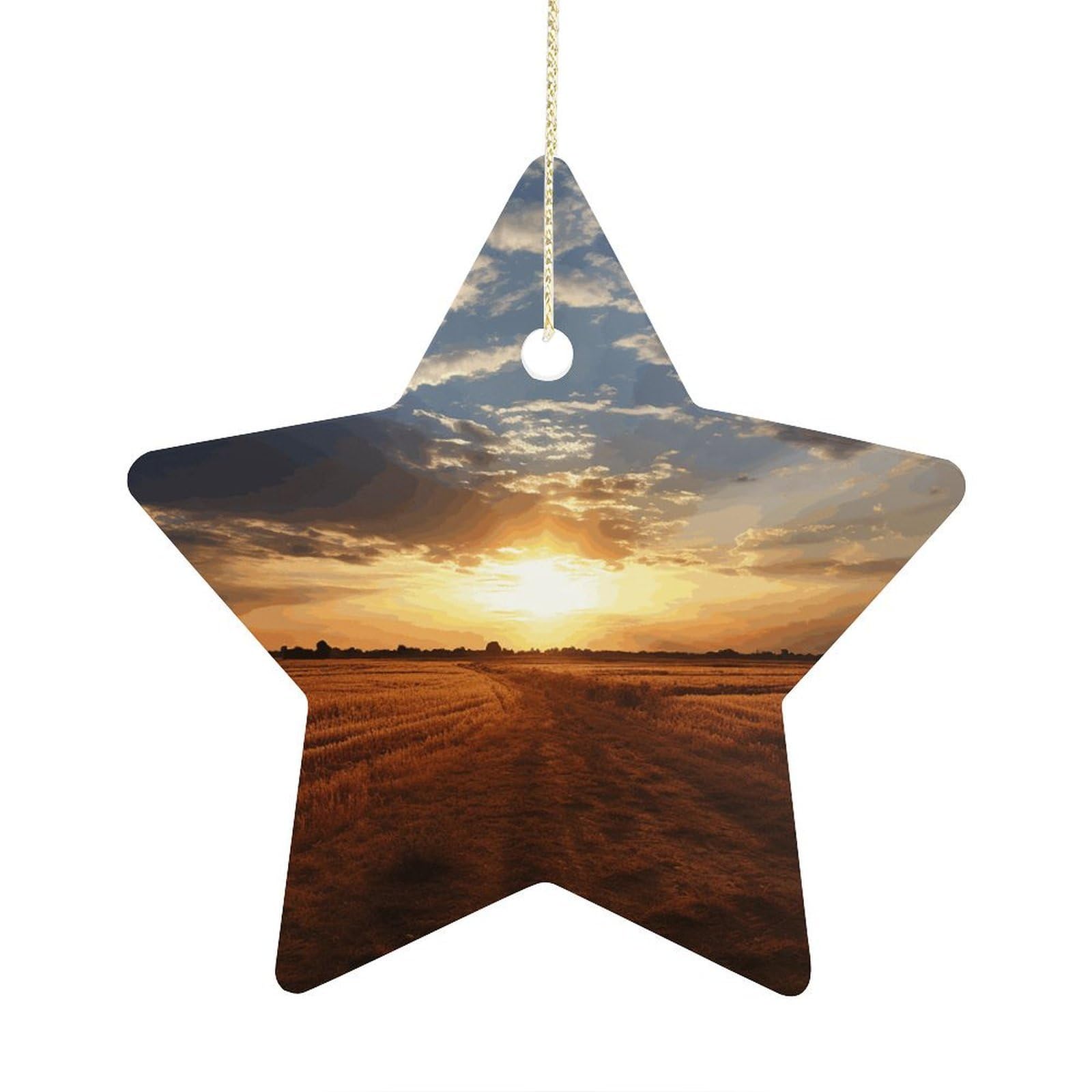 Fodpand Women's Style Field Sunrise Ornament With String, Keepsake Hanging Decorations,Ceramic Ornaments For Men Indoor Home Holiday Party Gifts