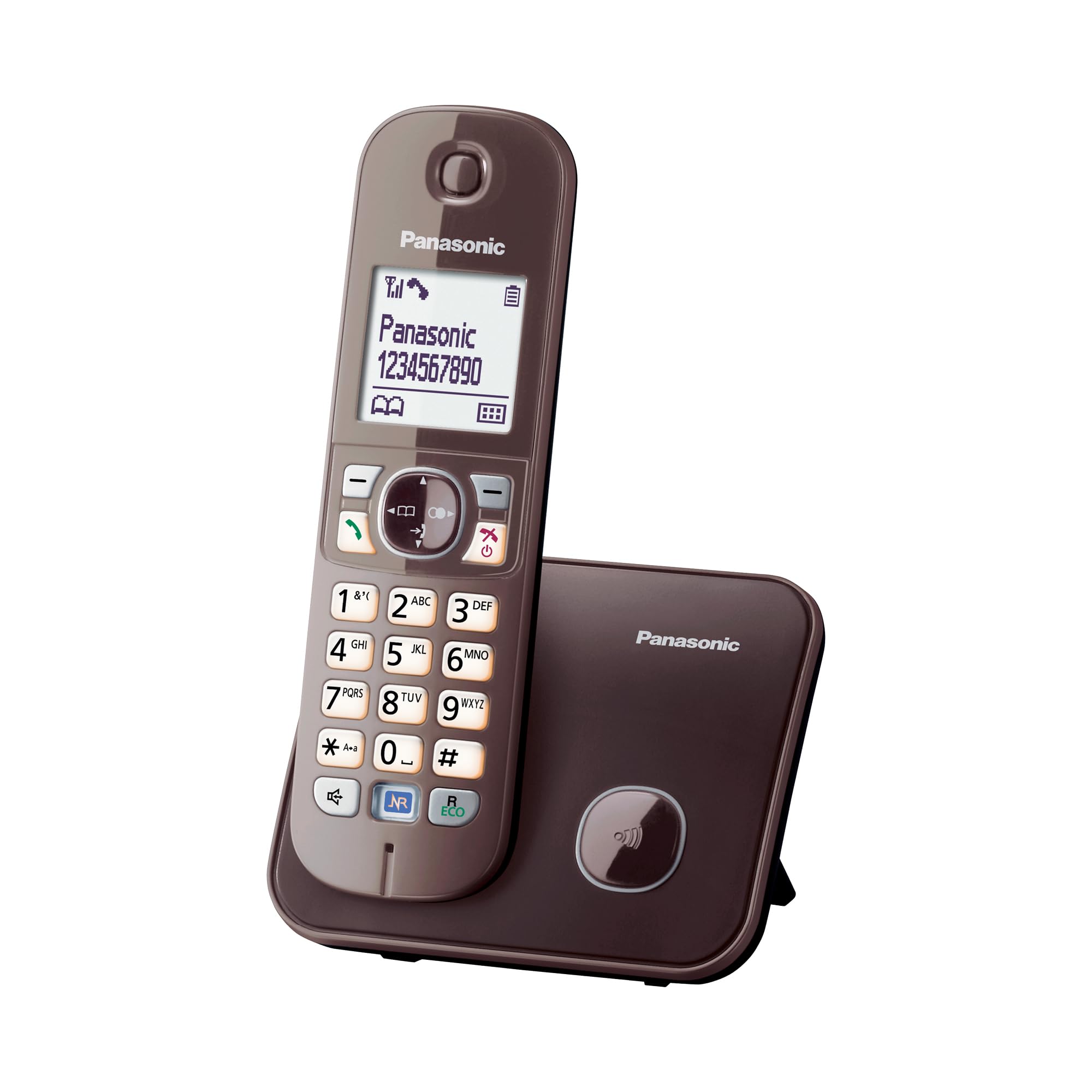 Panasonic KX-TG6811GA DECT Schnurlostelefon (strahlungsarm, Eco-Modus GAP Telefon, ohne Anrufbeantworter, Festnetz, Anrufsperre) mocca-braun