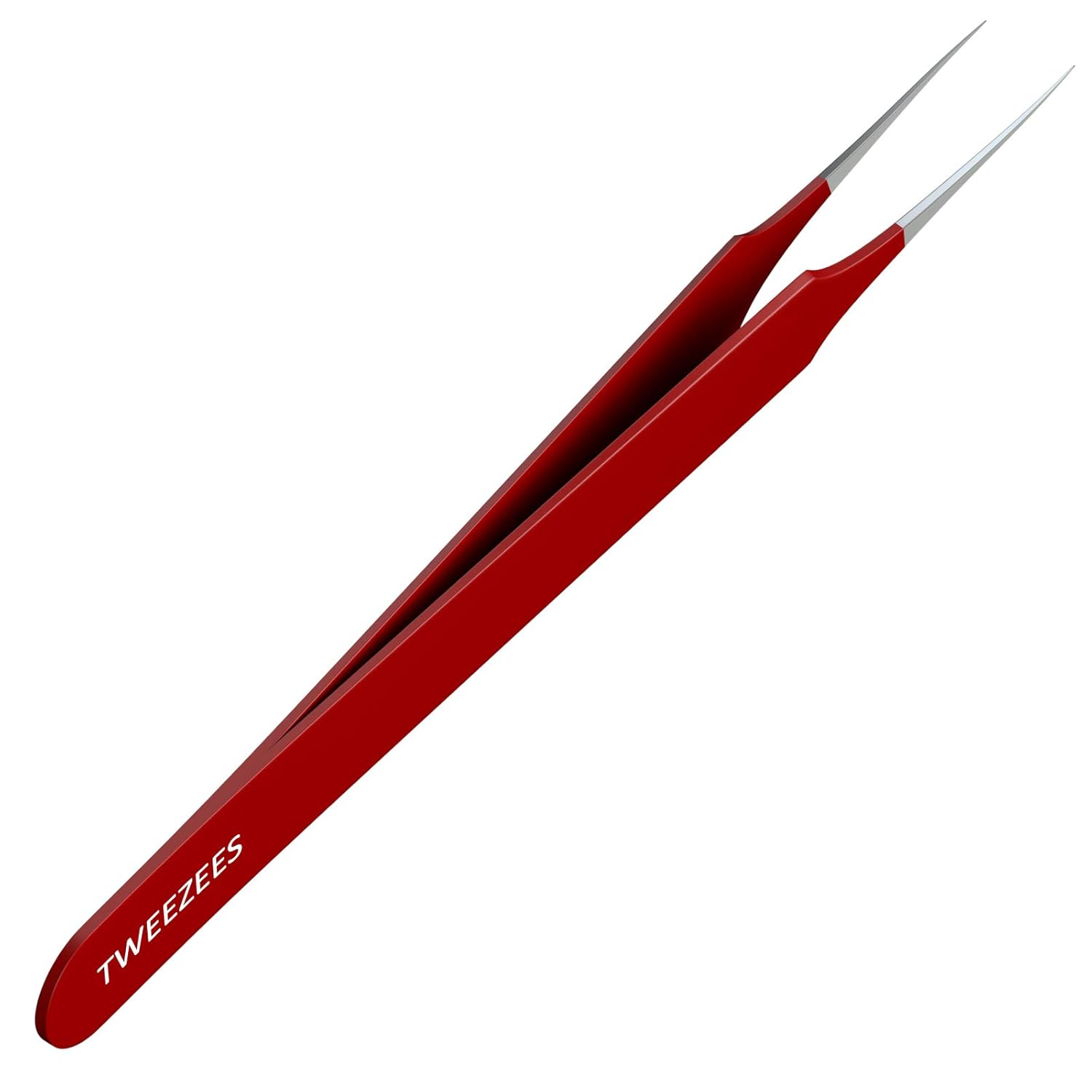 Product image of Ingrown Hair Tweezers | Pointed Tip | Red | Precision Stainless Steel | Extra Sharp and Perfectly Aligned for Ingrown Hair Treatment & Splinter Removal For Men and Women | By Tweezees