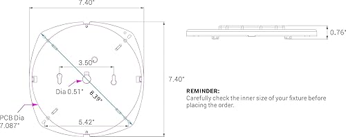 Miniatura 7 de Tamaño PCB de 5.5 pulgadas, tamaño total de 6.73 pulgadas, 23 W, 3000 K, 1700 LM, 120 V, CRI90, motor de luz LED regulable, kit de luz de
