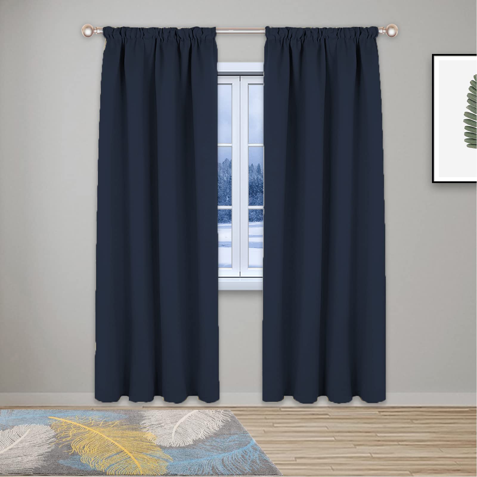 GZQIAWY 1 Pack Blackout Curtains Thermal Curtains for Bedroom Living Room Soft Window Treatments for Kids Super Soft Pencil Pleat Navy Blue 100 in x 90 in (W x L)