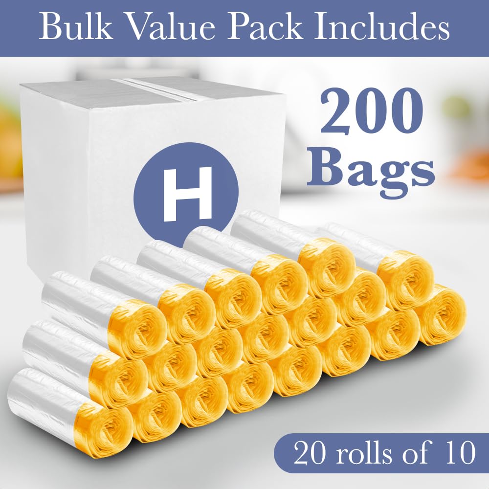 Delight Brands Compatible Trash Bags for Simplehuman Code H Garbage cans - Heavy-Duty 8-9 Gallon Drawstring Liners with 1.2 thickness. Custom fit kitchen waste Bags - 200 count.
