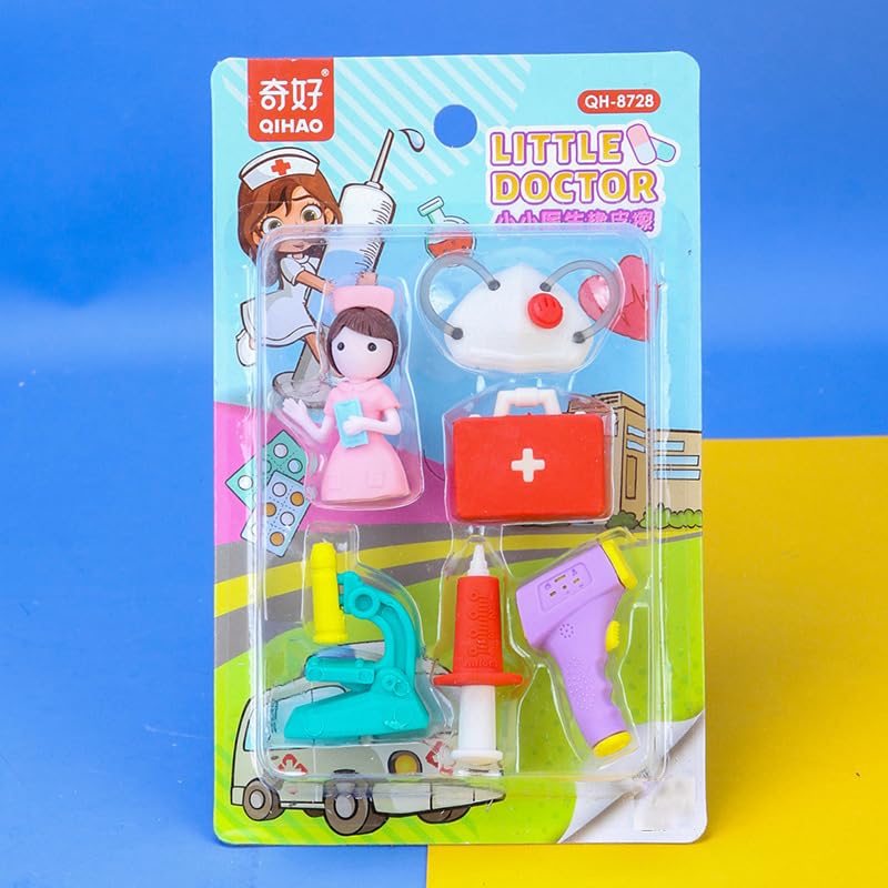 Image of DEOXY Fairy Tale Palace Erasers for Kids - Stylish Erasers for Girls, School Stationary Kit for Kids, Birthday Return Gifts (QH-8728B)
