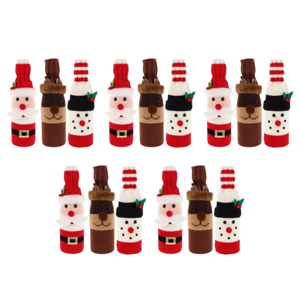 SHINEOFI 15 Pièces Housse de Bouteille de Vin Tricotée Festive,