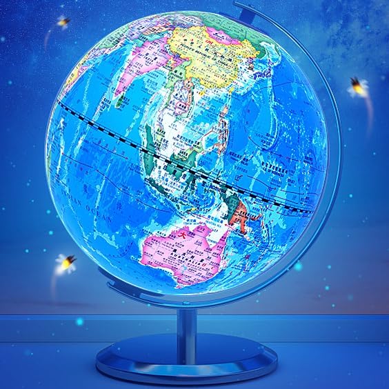 C Shape Magnetic Levitation Floating Globe with LED Lights, 360° Rotating Levitating World Globe for Kids Education/Home/Office Desk Gadget Decor