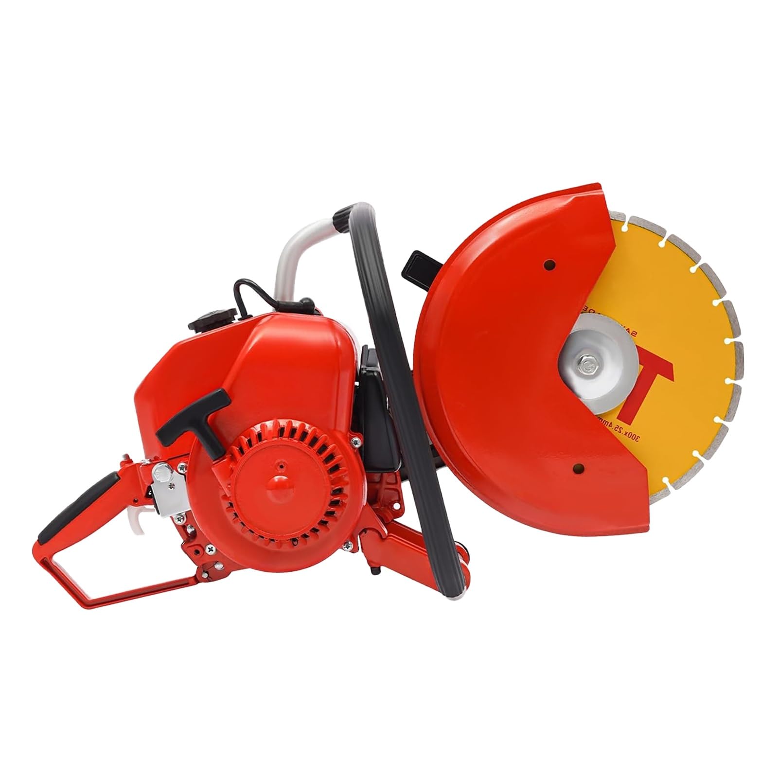 Cortadora de hormigón a gasolina, sierra cortadora de hormigón de 85 cc y 2 tiempos con hoja de 12 pulgadas, profundidad de corte: 100-150 mm, sierra circular monocilíndrica refrigerada