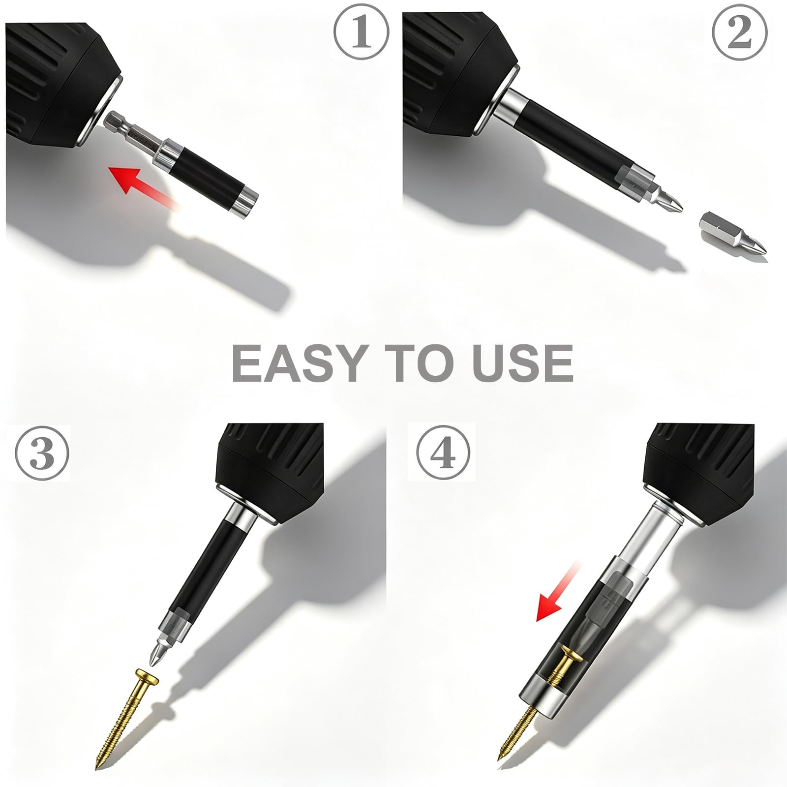 3 Pack Anti-Tilt Screw Bit Holder for Drill (3.15/4.72/5.51 Inch) — Amazon image 4