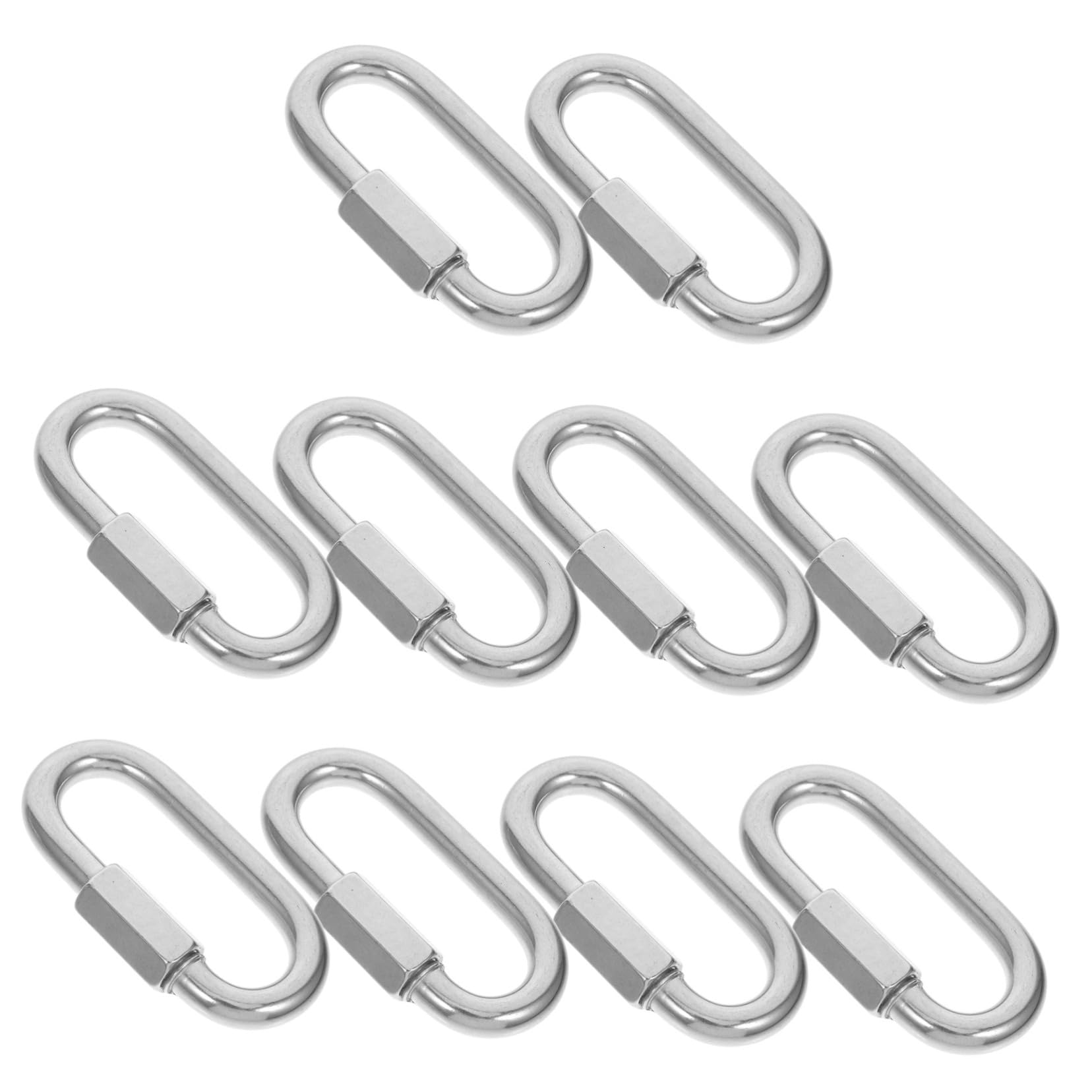 10piezas Conectores De Cadena De Acero Inoxidable Mosquetón d Rápido y Seguro Para Equipos De Exterior Para Acampar y Actividades Al Aire