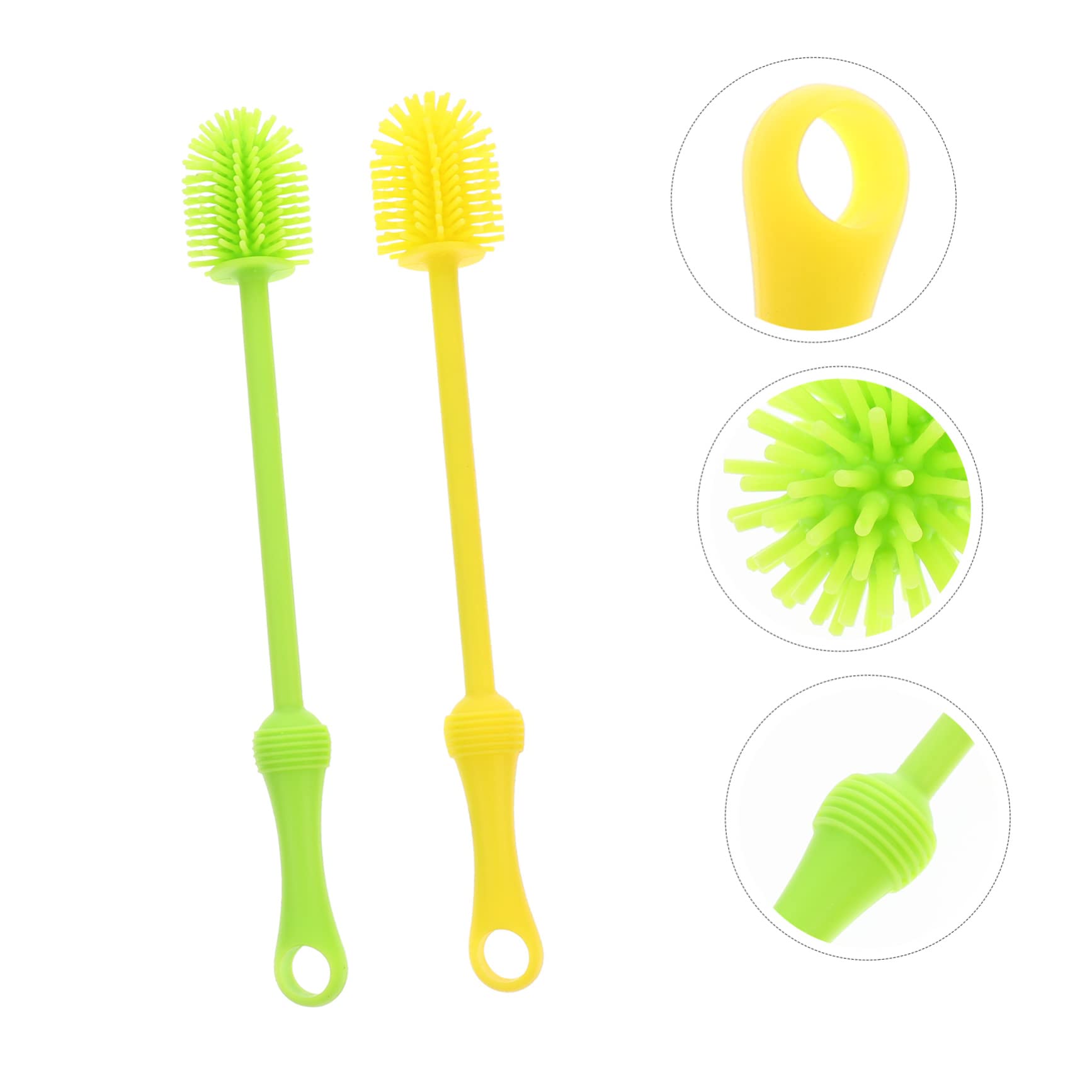 Toyvian 3 Set Spazzola Per Bottiglie Primo Bottiglia Biberon Pulito Scovolino Per Bottiglie in Silicone Lavabottiglie Scovolino Per Bottiglie A Manico Lungo Gel Di Silice 2 Pezzi*3