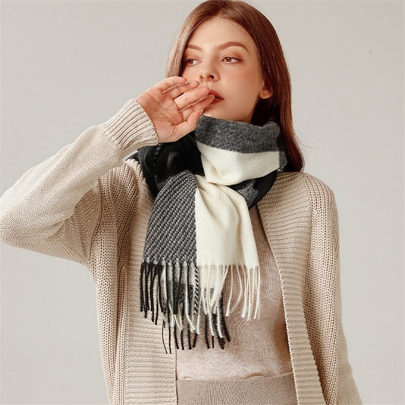 Sciarpa Invernale Elegante Sciarpina Sciarpa di plaid invernali Addensare Scialle calda Donne Sciarpette Tutte le partite della nappa Sciarpe femminili Grande Boulard Moda Soft Sciarf Gift Calda