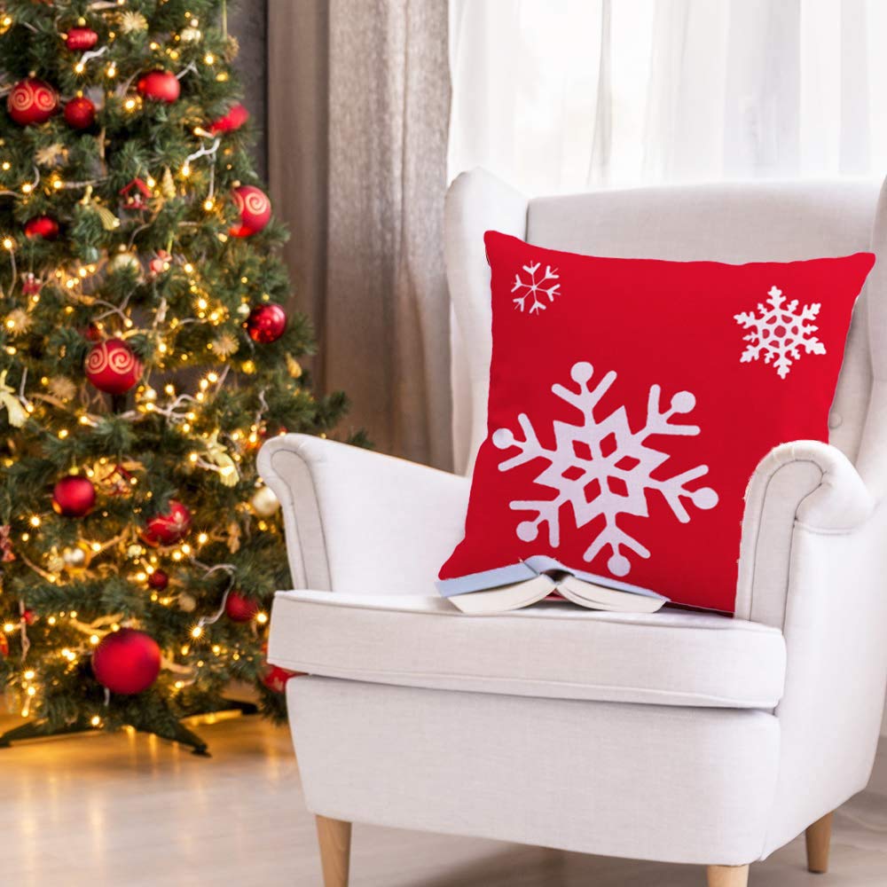 Linnen decoratief kussen, kussensloop Kerstmis 45x45, decoratieve kussenhoes, kussensloop Kerstmis, Kerstmis kussensloop rehndier, kussensloop kerstmotief (J