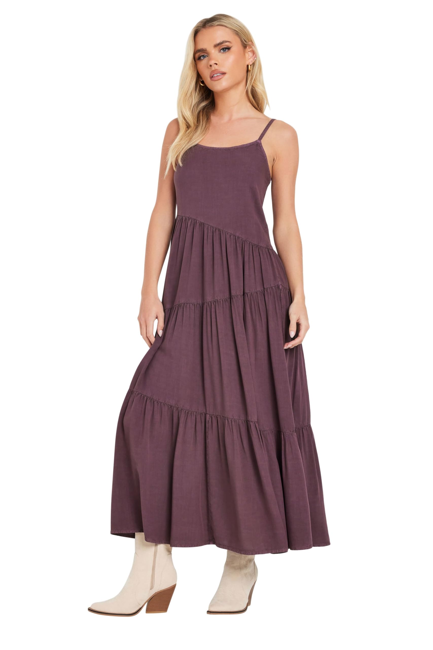 Pixiegirl Women's Burgundy Petite Acid Wash Asymmetric Dress In | Size: 12