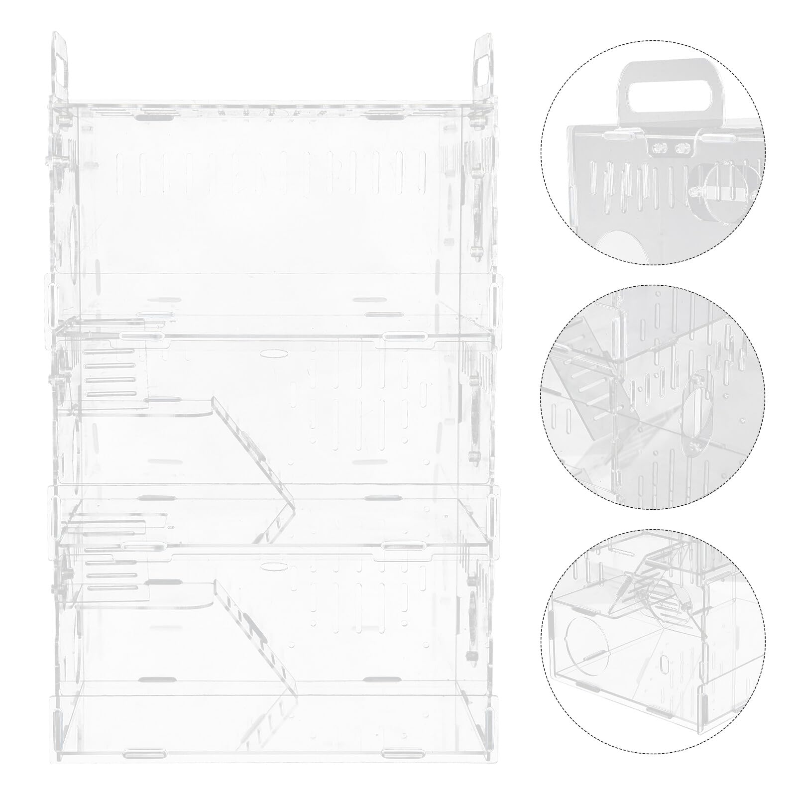 Gadpiparty Jaula para Hámster Pequeña de Acrílico Transparente Tipo Villa de 3 Niveles 30×20×45 CM Casita para Mascotas Pequeñas como Hámster Erizos y Chinchillas