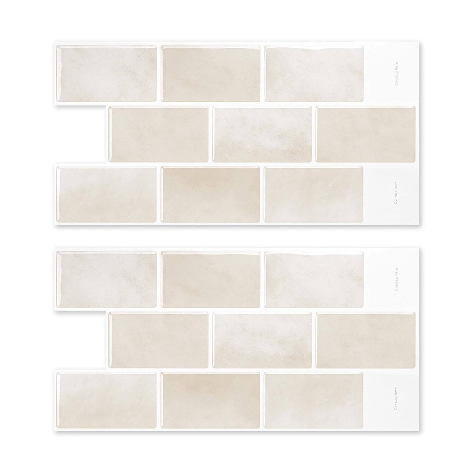 Self Adhesive Wall Tiles Waterproof Vinyl Stick on Tiles 2 Sheets