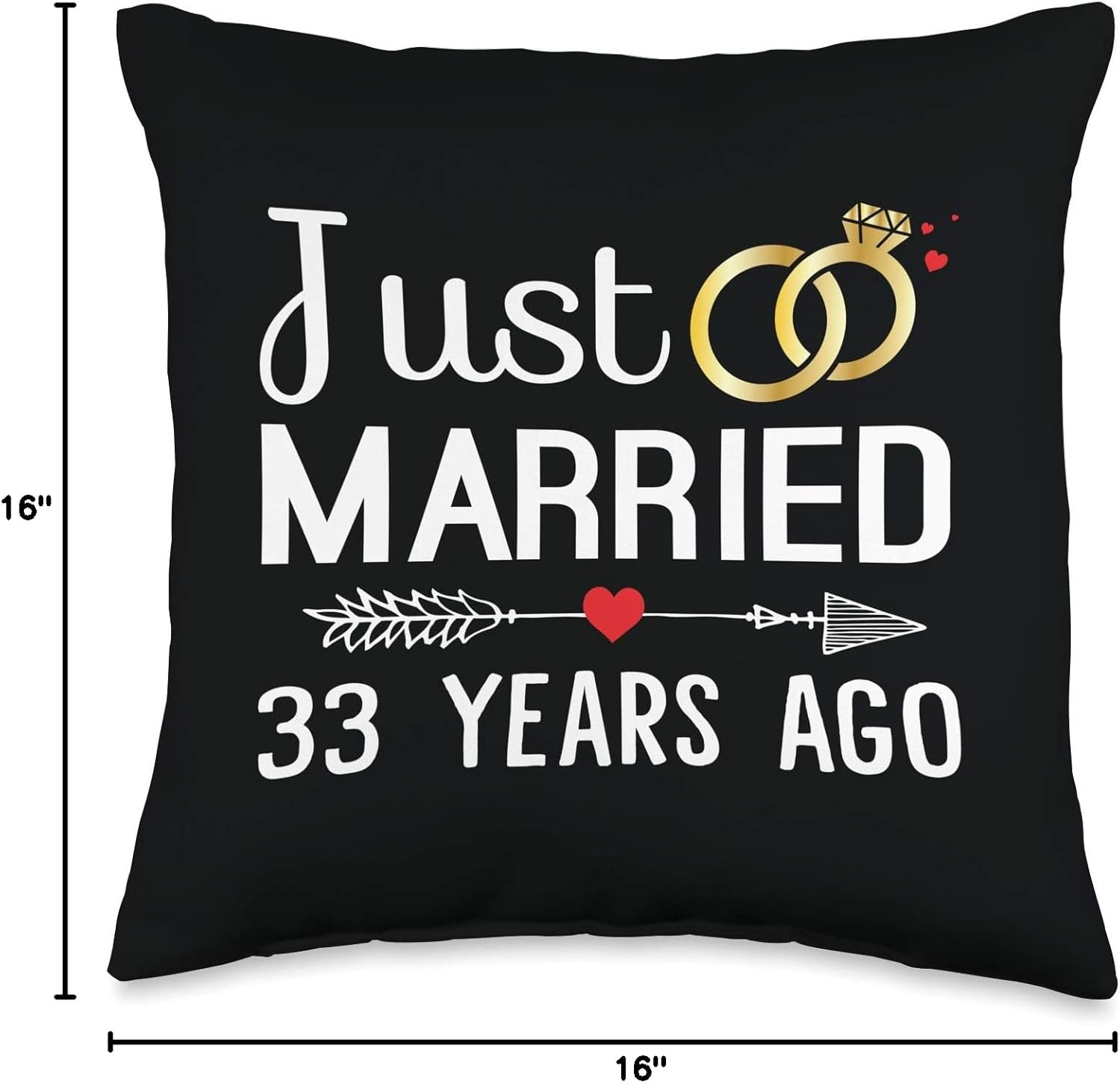 Just Married 33 Years Ago Couple 33rd Wedding Anniversary Throw Pillow