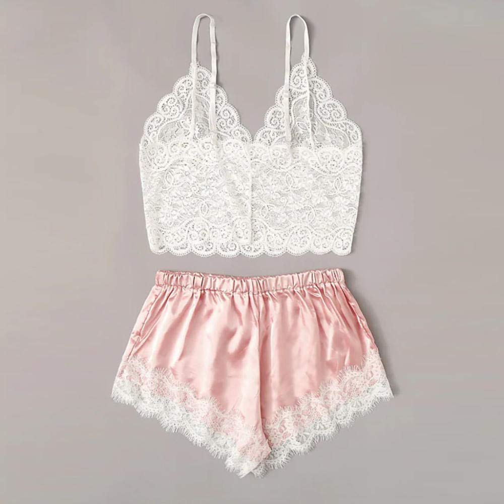Mujer Sexy Color Fina Lenceria para Dama Sensual y EleganteConjuntos de Pijamas para Mujer Sujetadores Sexis para Mujer Ropa de Dormir de Encaje Sexy Ropa Interior Tops Conjuntos de Bragas