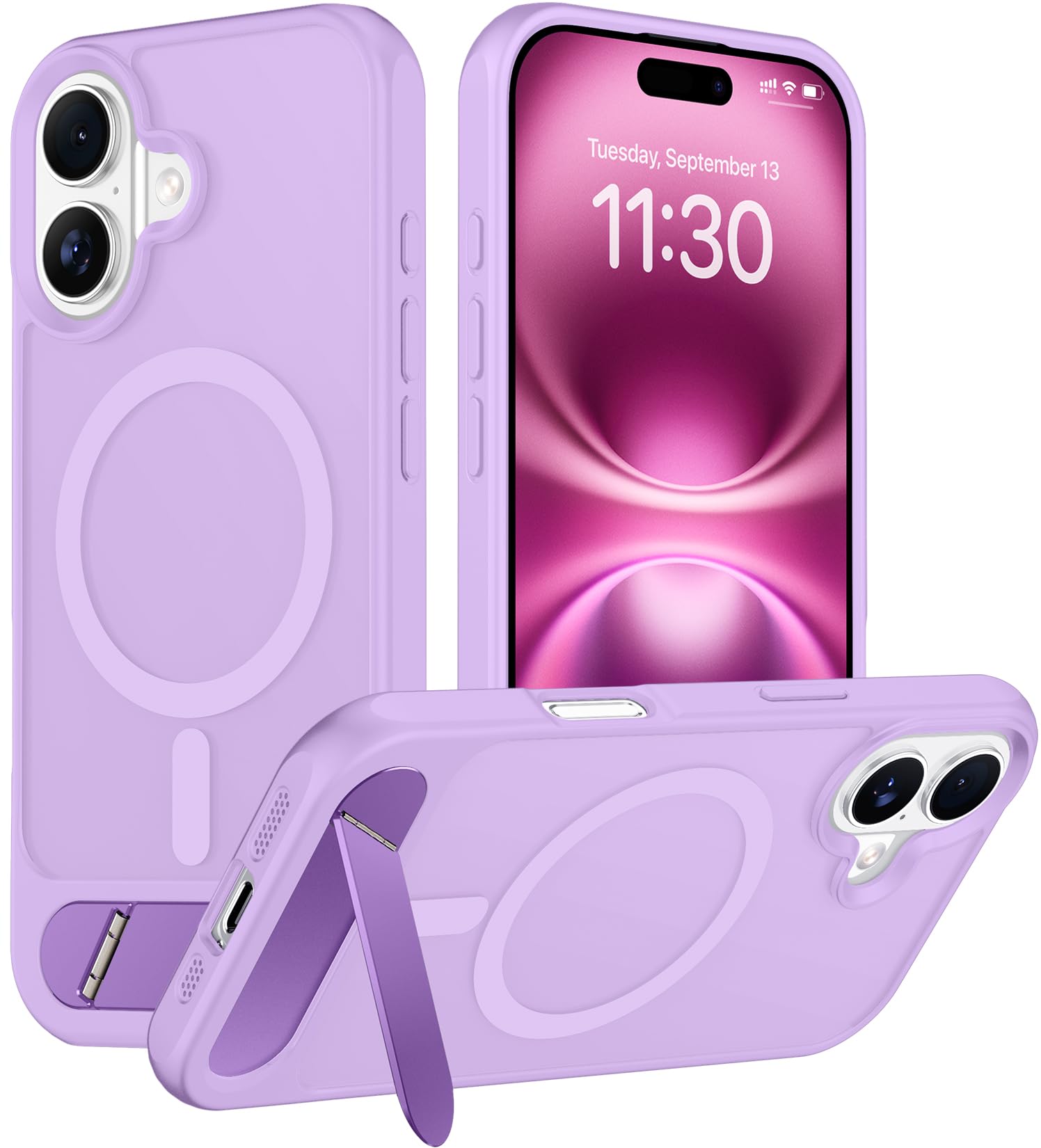 Temdan Magnetic Compatible with iPhone 16 Plus Case, [Built-in Invisible Kickstand][Compatible with MagSafe][Military Grade Shockproof] Slim