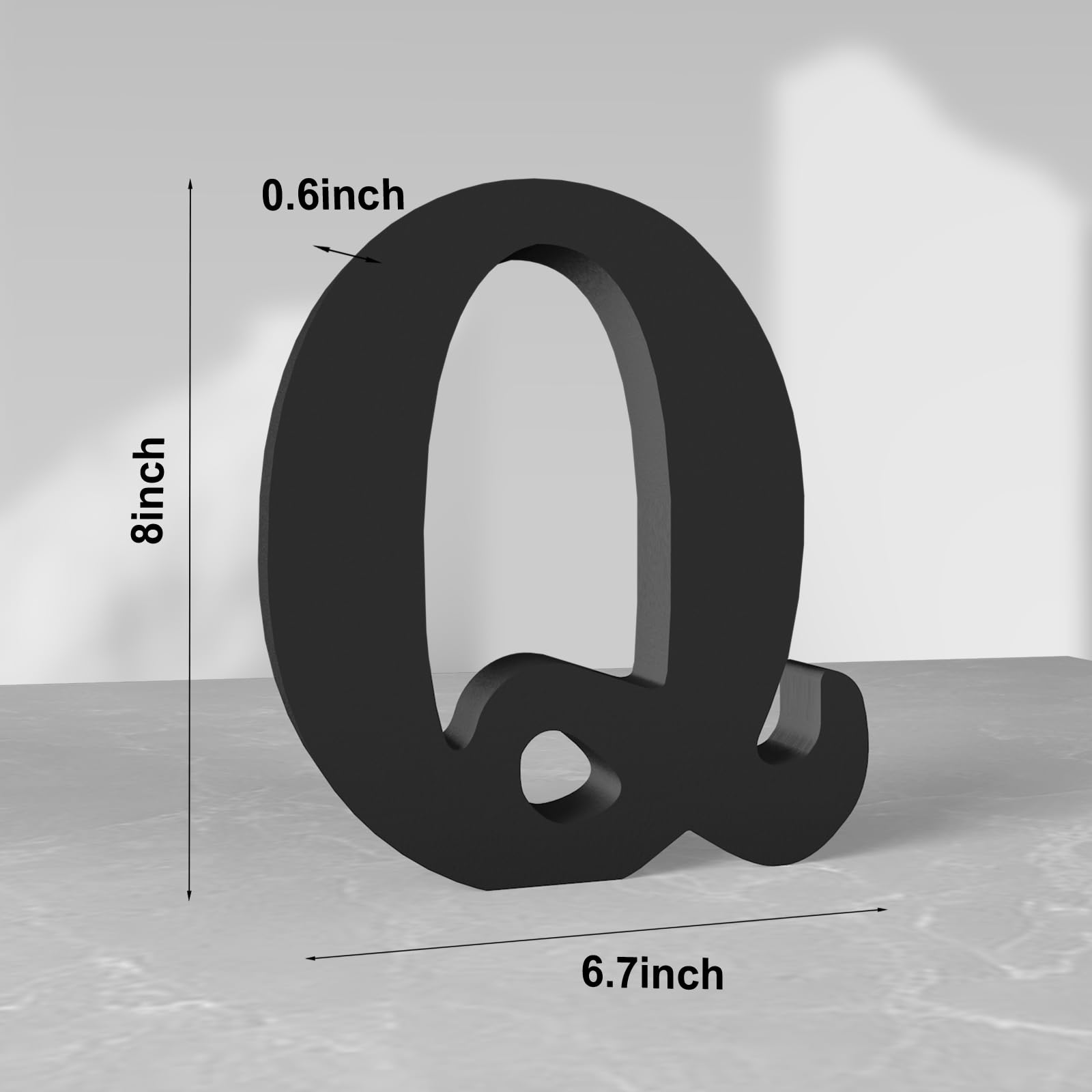 Aruatu 8 Inch Black Wood Letters Unfinished Wood Letter for Wall Decor Decorative Standing Letter Large Letters for wall Decoration for Craft Home Party Projects (Q) - Image 2