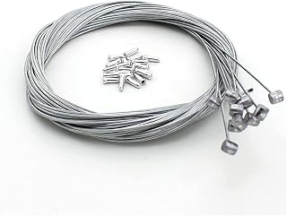 HAZOULEN 10-Pack 2m Bike Brake Cables & Alloy End Caps - Stainless Steel Replacement for Smooth Braking Power