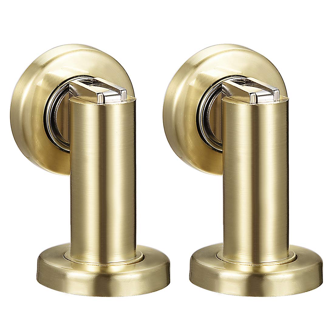 Nvsfzgiyg Gold Door Stops, Wedges, Jammers, Zinc Alloy Magnetic Catch Holder Stopper Doorstop Brushed Conceal Screw Floor Mount Tone 2Pcs