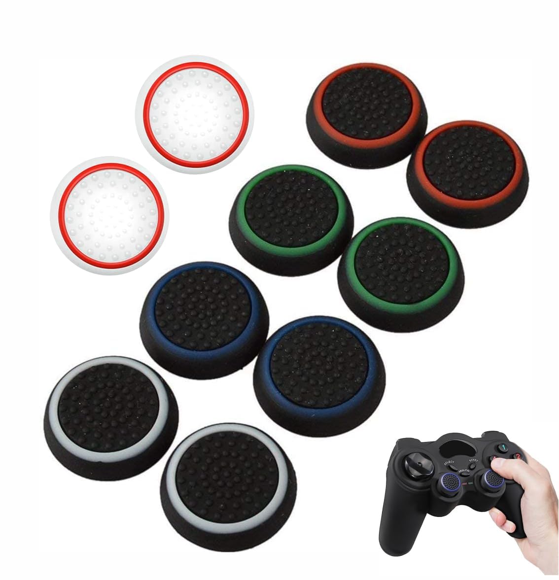 5 paia/10 pezzi controller joystick silicone Thumb Grips Caps, luminosi e antiscivolo per controller 360, Xbox One, PS2, PS3, PS4, PS5