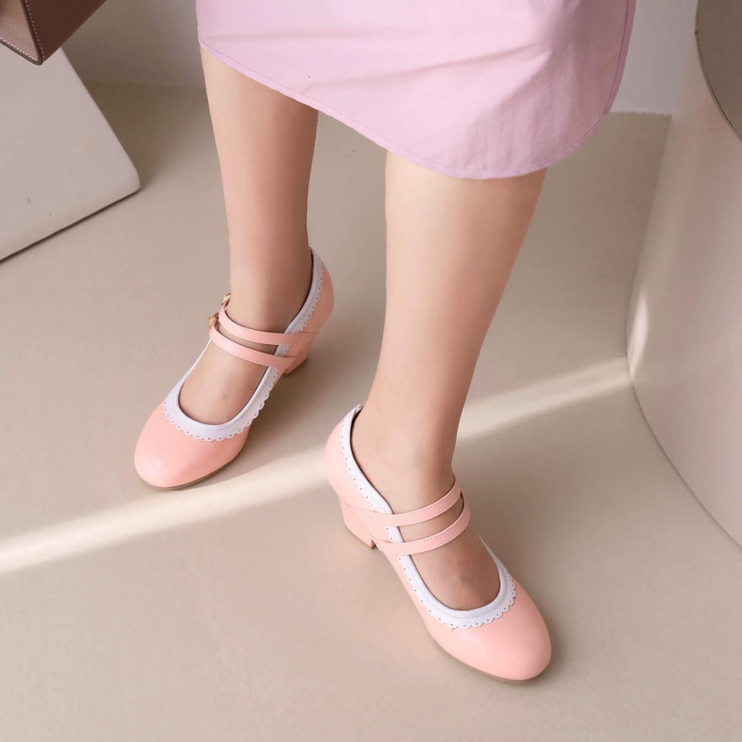 Diuniarza Women Two Tone Mary Jane Block High Heels Retro 5 61nN1R Q2LL. AC SL1500