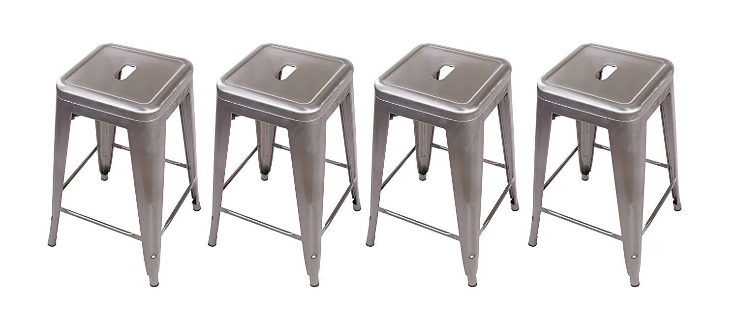 GIA Toolix 24-Inch Counter-Height Backless Stool, 4-Pack, Gunmetal